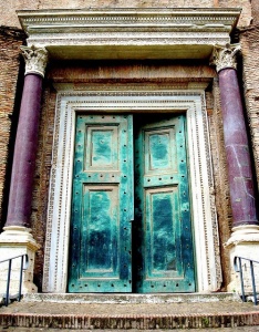 This is one of the oldest doors in ancient Rome, Italy